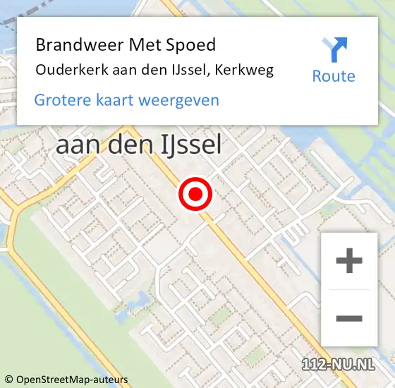 Locatie op kaart van de 112 melding: Brandweer Met Spoed Naar Ouderkerk aan den IJssel, Kerkweg op 1 januari 2022 10:45