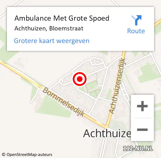 Locatie op kaart van de 112 melding: Ambulance Met Grote Spoed Naar Achthuizen, Bloemstraat op 1 januari 2022 11:02