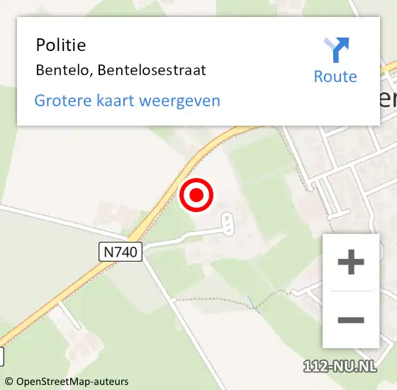 Locatie op kaart van de 112 melding: Politie Bentelo, Bentelosestraat op 1 januari 2022 11:03