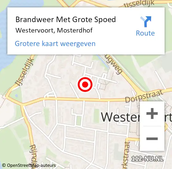 Locatie op kaart van de 112 melding: Brandweer Met Grote Spoed Naar Westervoort, Mosterdhof op 1 januari 2022 11:13