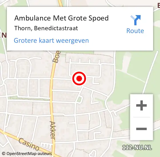 Locatie op kaart van de 112 melding: Ambulance Met Grote Spoed Naar Thorn, Benedictastraat op 1 januari 2022 11:19