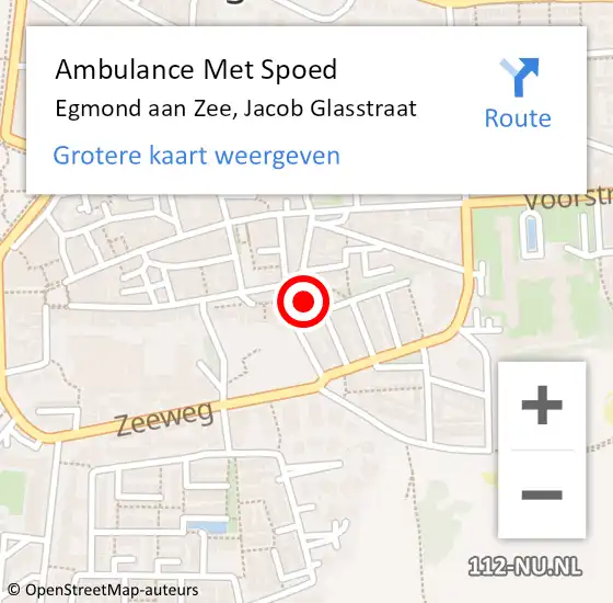 Locatie op kaart van de 112 melding: Ambulance Met Spoed Naar Egmond aan Zee, Jacob Glasstraat op 1 januari 2022 11:20