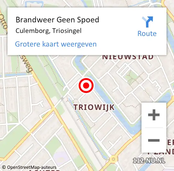 Locatie op kaart van de 112 melding: Brandweer Geen Spoed Naar Culemborg, Triosingel op 1 januari 2022 11:38