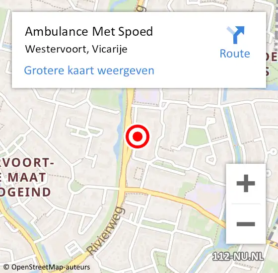 Locatie op kaart van de 112 melding: Ambulance Met Spoed Naar Westervoort, Vicarije op 1 januari 2022 11:41