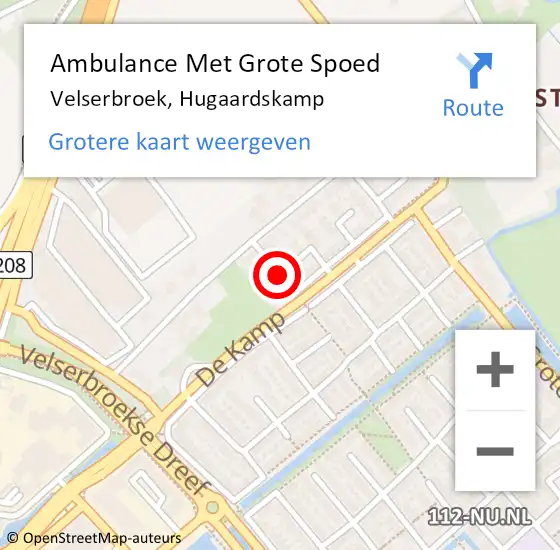 Locatie op kaart van de 112 melding: Ambulance Met Grote Spoed Naar Velserbroek, Hugaardskamp op 1 januari 2022 11:49