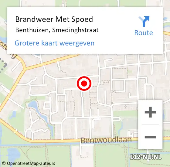 Locatie op kaart van de 112 melding: Brandweer Met Spoed Naar Benthuizen, Smedinghstraat op 1 januari 2022 11:52