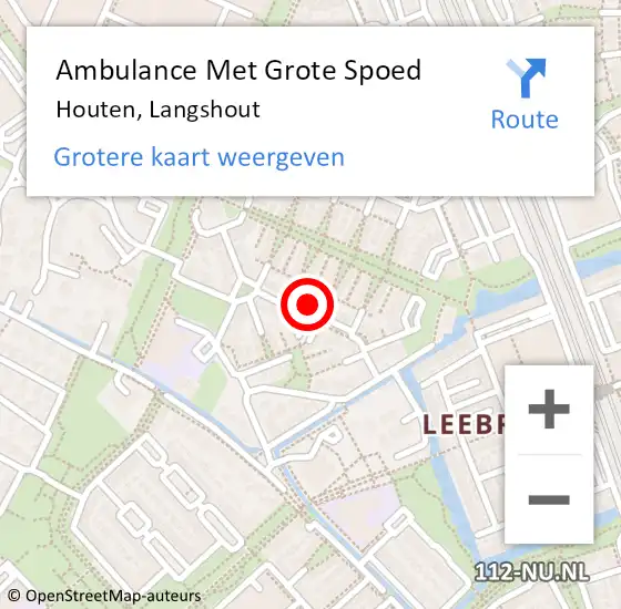 Locatie op kaart van de 112 melding: Ambulance Met Grote Spoed Naar Houten, Langshout op 4 juli 2014 04:17