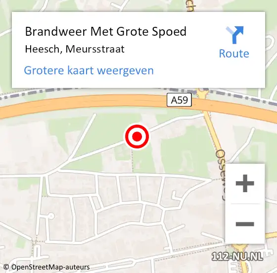 Locatie op kaart van de 112 melding: Brandweer Met Grote Spoed Naar Heesch, Meursstraat op 1 januari 2022 12:07