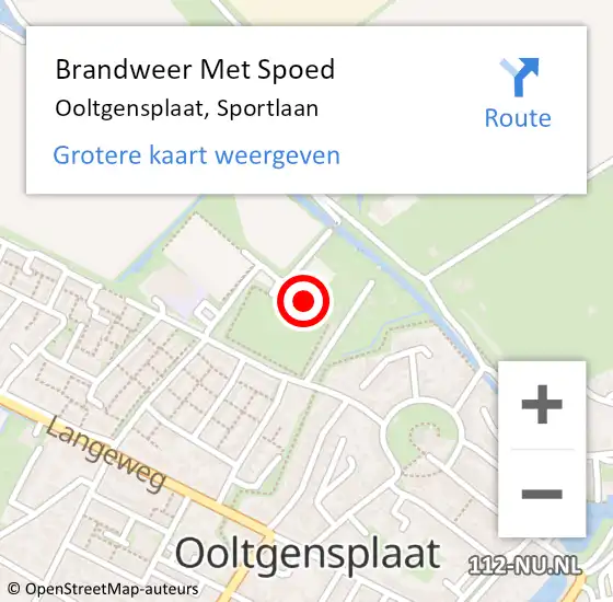 Locatie op kaart van de 112 melding: Brandweer Met Spoed Naar Ooltgensplaat, Sportlaan op 1 januari 2022 12:09