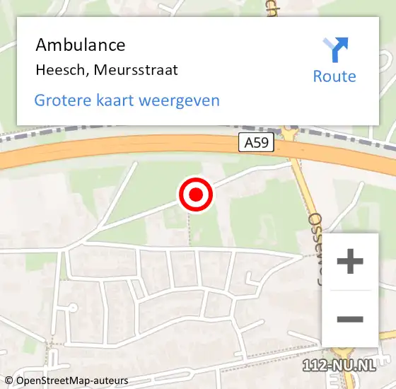 Locatie op kaart van de 112 melding: Ambulance Heesch, Meursstraat op 1 januari 2022 12:10