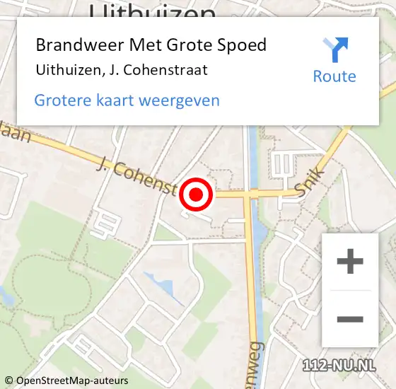 Locatie op kaart van de 112 melding: Brandweer Met Grote Spoed Naar Uithuizen, J. Cohenstraat op 1 januari 2022 12:16