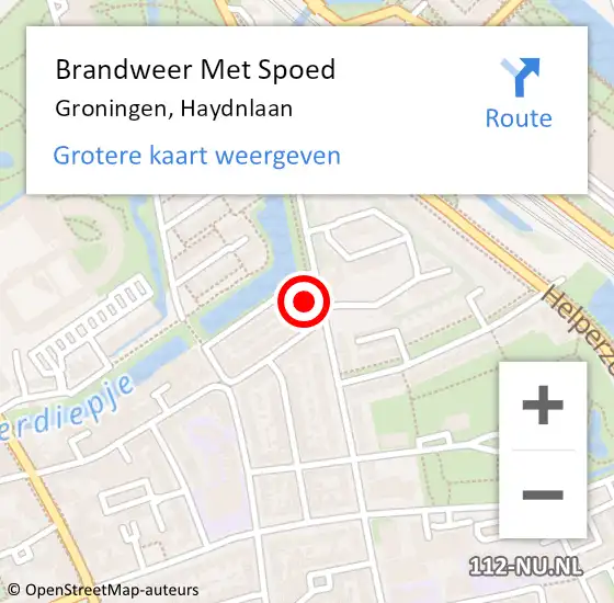 Locatie op kaart van de 112 melding: Brandweer Met Spoed Naar Groningen, Haydnlaan op 1 januari 2022 12:19