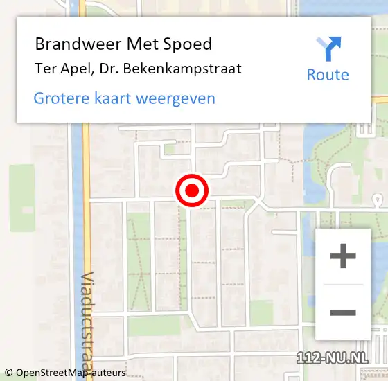 Locatie op kaart van de 112 melding: Brandweer Met Spoed Naar Ter Apel, Dr. Bekenkampstraat op 1 januari 2022 12:22