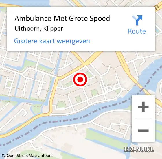 Locatie op kaart van de 112 melding: Ambulance Met Grote Spoed Naar Uithoorn, Klipper op 1 januari 2022 12:31