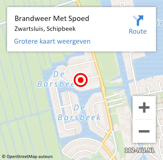 Locatie op kaart van de 112 melding: Brandweer Met Spoed Naar Zwartsluis, Schipbeek op 1 januari 2022 12:43