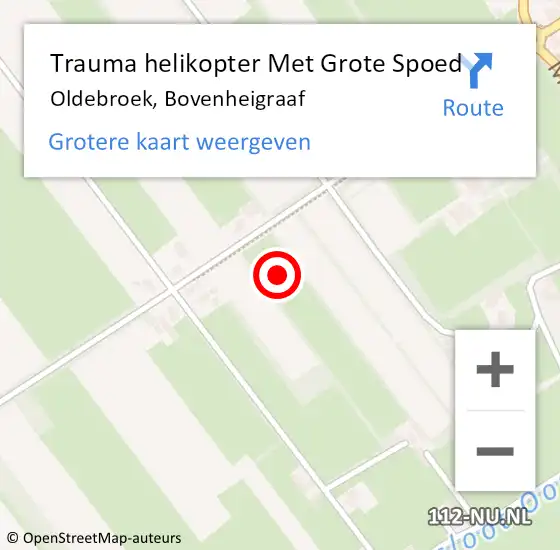 Locatie op kaart van de 112 melding: Trauma helikopter Met Grote Spoed Naar Oldebroek, Bovenheigraaf op 1 januari 2022 12:48