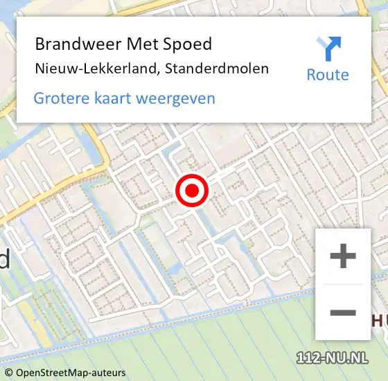 Locatie op kaart van de 112 melding: Brandweer Met Spoed Naar Nieuw-Lekkerland, Standerdmolen op 1 januari 2022 12:51