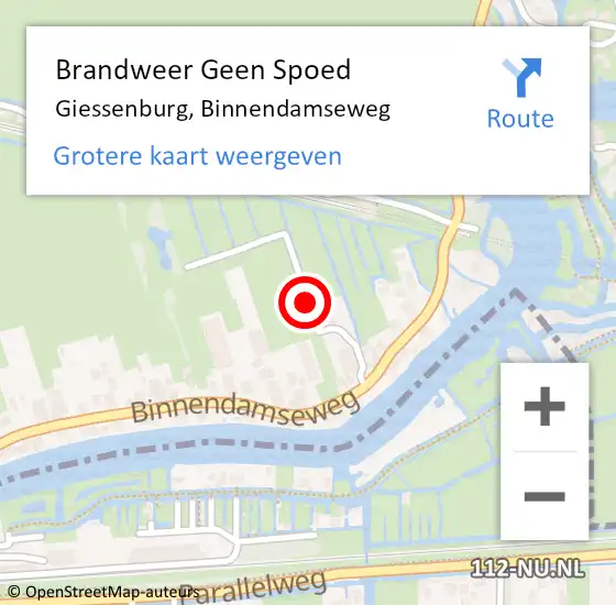 Locatie op kaart van de 112 melding: Brandweer Geen Spoed Naar Giessenburg, Binnendamseweg op 1 januari 2022 12:57