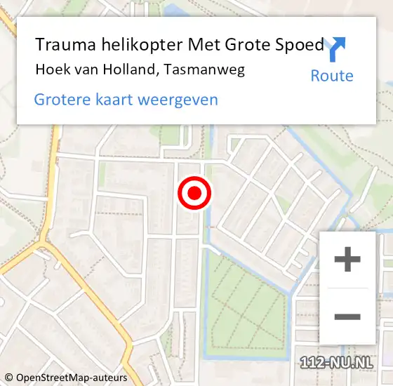 Locatie op kaart van de 112 melding: Trauma helikopter Met Grote Spoed Naar Hoek van Holland, Tasmanweg op 1 januari 2022 13:07
