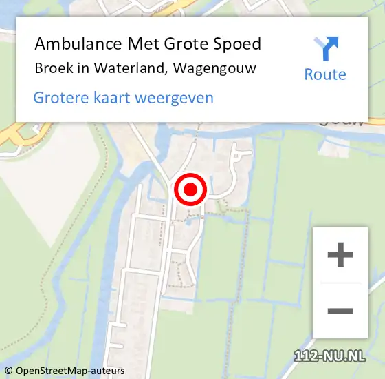 Locatie op kaart van de 112 melding: Ambulance Met Grote Spoed Naar Broek in Waterland, Wagengouw op 1 januari 2022 13:13