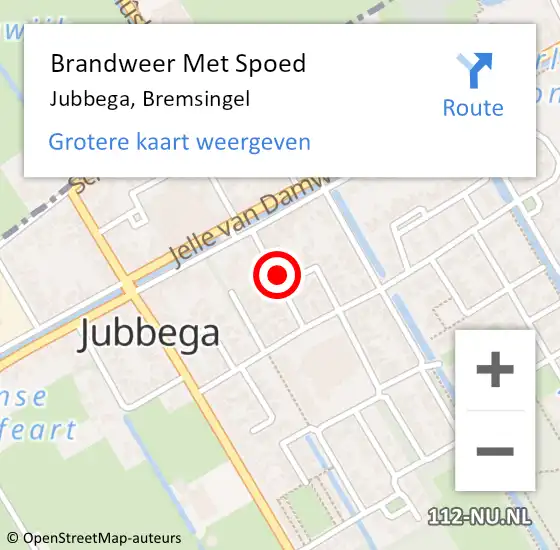 Locatie op kaart van de 112 melding: Brandweer Met Spoed Naar Jubbega, Bremsingel op 1 januari 2022 13:18