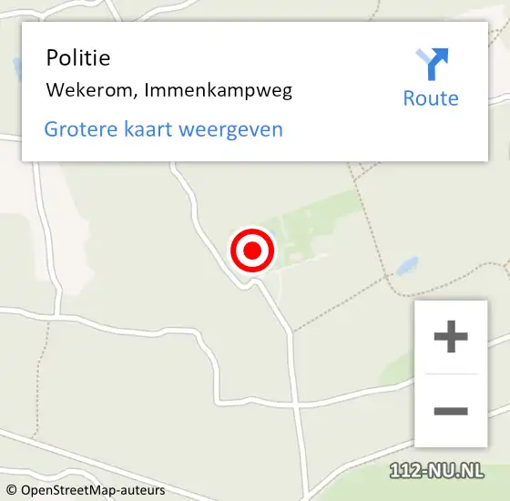 Locatie op kaart van de 112 melding: Politie Wekerom, Immenkampweg op 1 januari 2022 13:24