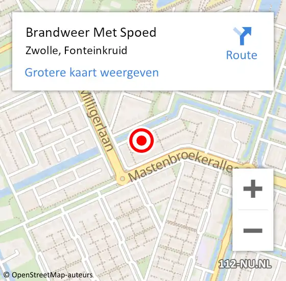 Locatie op kaart van de 112 melding: Brandweer Met Spoed Naar Zwolle, Fonteinkruid op 1 januari 2022 13:30