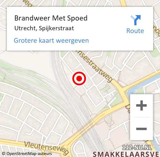 Locatie op kaart van de 112 melding: Brandweer Met Spoed Naar Utrecht, Spijkerstraat op 1 januari 2022 13:43