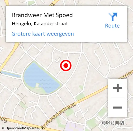 Locatie op kaart van de 112 melding: Brandweer Met Spoed Naar Hengelo, Kalanderstraat op 1 januari 2022 13:50