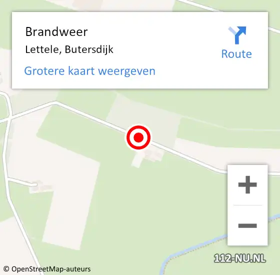 Locatie op kaart van de 112 melding: Brandweer Lettele, Butersdijk op 1 januari 2022 13:57
