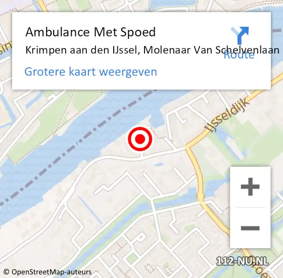 Locatie op kaart van de 112 melding: Ambulance Met Spoed Naar Krimpen aan den IJssel, Molenaar Van Schelvenlaan op 1 januari 2022 14:01