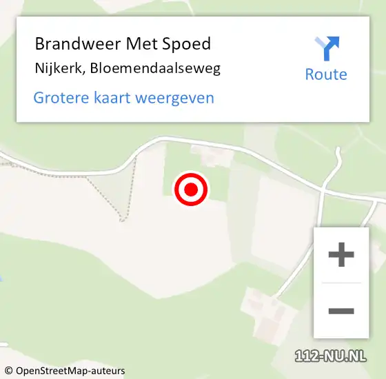 Locatie op kaart van de 112 melding: Brandweer Met Spoed Naar Nijkerk, Bloemendaalseweg op 1 januari 2022 14:11