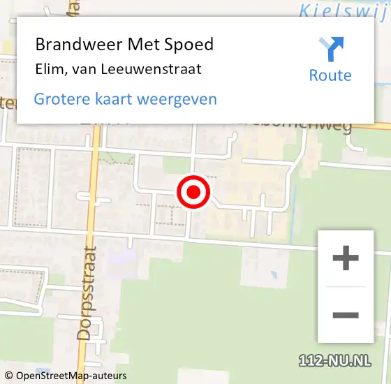Locatie op kaart van de 112 melding: Brandweer Met Spoed Naar Elim, van Leeuwenstraat op 1 januari 2022 14:11