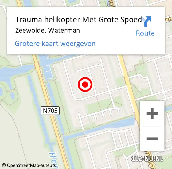 Locatie op kaart van de 112 melding: Trauma helikopter Met Grote Spoed Naar Zeewolde, Waterman op 1 januari 2022 14:13