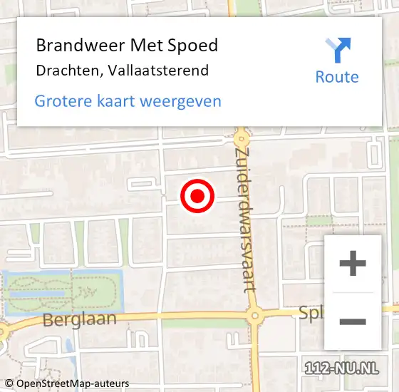 Locatie op kaart van de 112 melding: Brandweer Met Spoed Naar Drachten, Vallaatsterend op 1 januari 2022 14:22