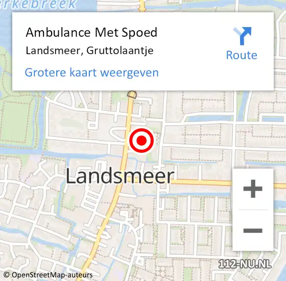 Locatie op kaart van de 112 melding: Ambulance Met Spoed Naar Landsmeer, Gruttolaantje op 1 januari 2022 14:32