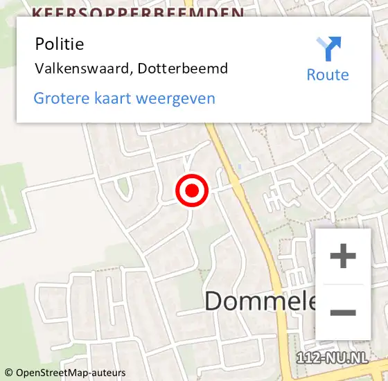 Locatie op kaart van de 112 melding: Politie Valkenswaard, Dotterbeemd op 1 januari 2022 14:41