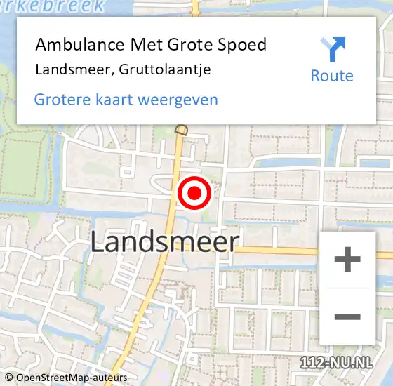Locatie op kaart van de 112 melding: Ambulance Met Grote Spoed Naar Landsmeer, Gruttolaantje op 1 januari 2022 14:46