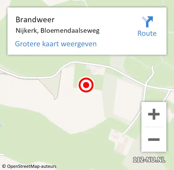 Locatie op kaart van de 112 melding: Brandweer Nijkerk, Bloemendaalseweg op 1 januari 2022 14:48