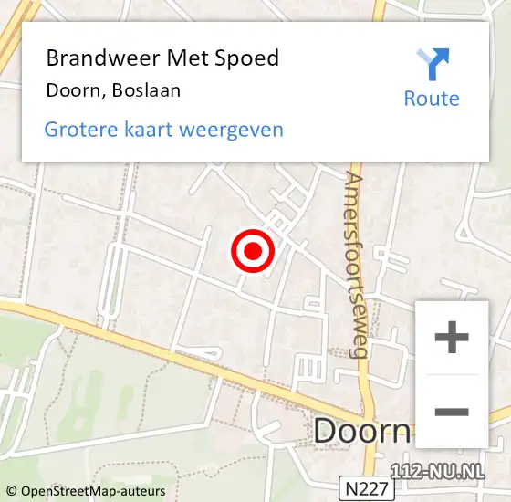 Locatie op kaart van de 112 melding: Brandweer Met Spoed Naar Doorn, Boslaan op 1 januari 2022 14:48