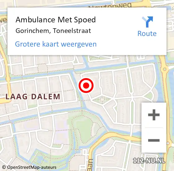 Locatie op kaart van de 112 melding: Ambulance Met Spoed Naar Gorinchem, Toneelstraat op 1 januari 2022 15:15