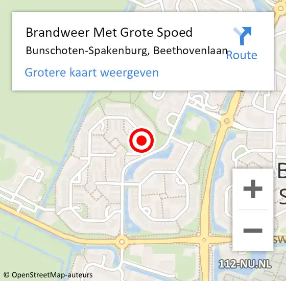 Locatie op kaart van de 112 melding: Brandweer Met Grote Spoed Naar Bunschoten-Spakenburg, Beethovenlaan op 1 januari 2022 15:21