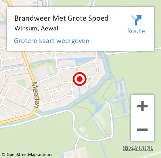 Locatie op kaart van de 112 melding: Brandweer Met Grote Spoed Naar Winsum, Aewal op 1 januari 2022 15:24