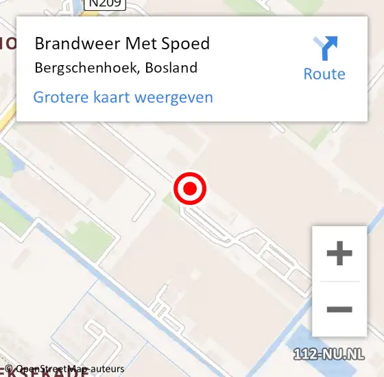 Locatie op kaart van de 112 melding: Brandweer Met Spoed Naar Bergschenhoek, Bosland op 1 januari 2022 15:44