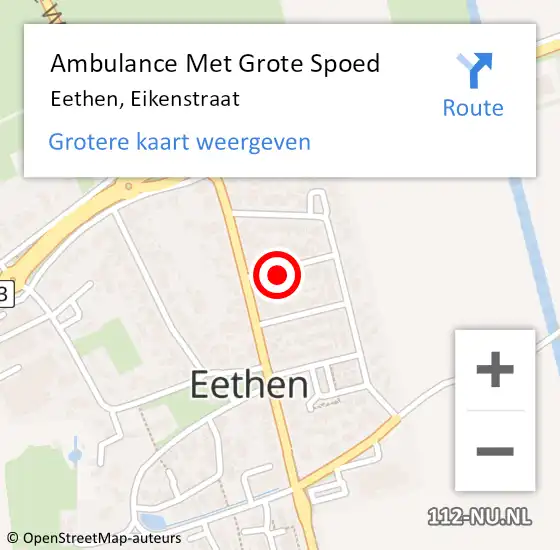 Locatie op kaart van de 112 melding: Ambulance Met Grote Spoed Naar Eethen, Eikenstraat op 4 juli 2014 05:50