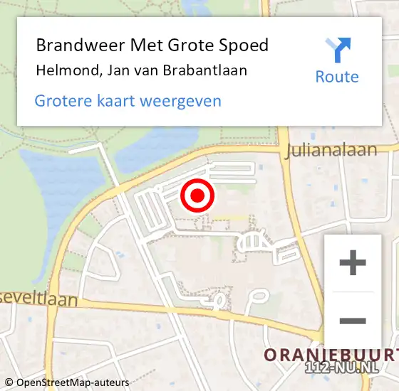 Locatie op kaart van de 112 melding: Brandweer Met Grote Spoed Naar Helmond, Jan van Brabantlaan op 1 januari 2022 16:20