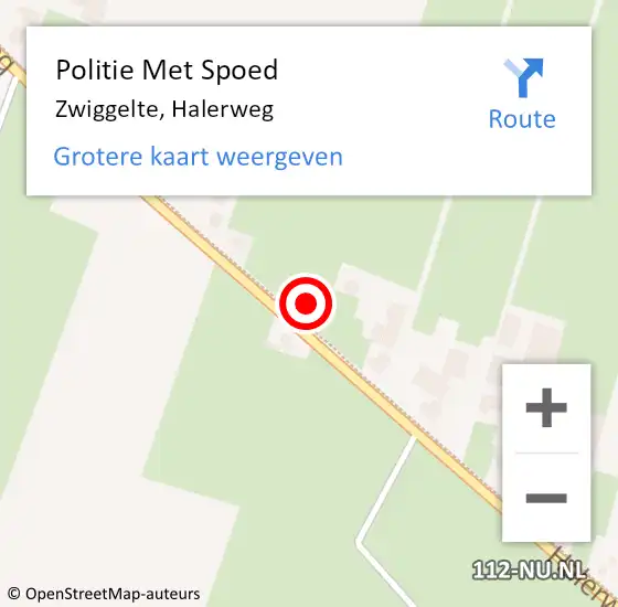 Locatie op kaart van de 112 melding: Politie Met Spoed Naar Zwiggelte, Halerweg op 1 januari 2022 16:24