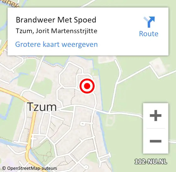 Locatie op kaart van de 112 melding: Brandweer Met Spoed Naar Tzum, Jorit Martensstrjitte op 1 januari 2022 16:34