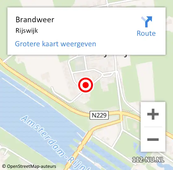 Locatie op kaart van de 112 melding: Brandweer Rijswijk op 1 januari 2022 16:44