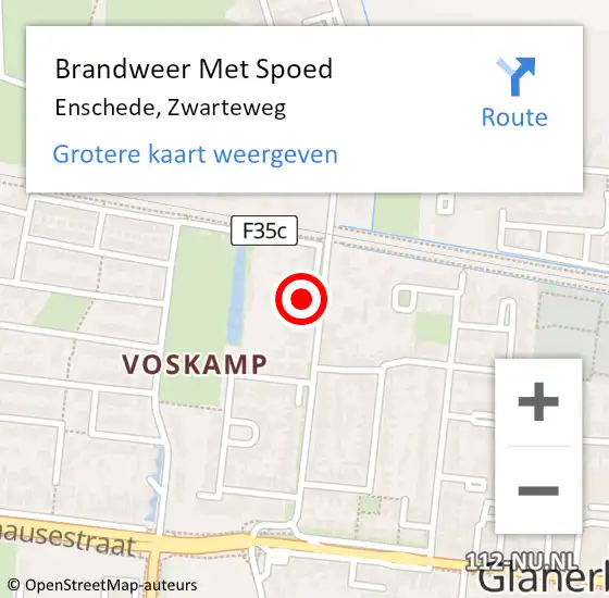 Locatie op kaart van de 112 melding: Brandweer Met Spoed Naar Enschede, Zwarteweg op 1 januari 2022 16:48